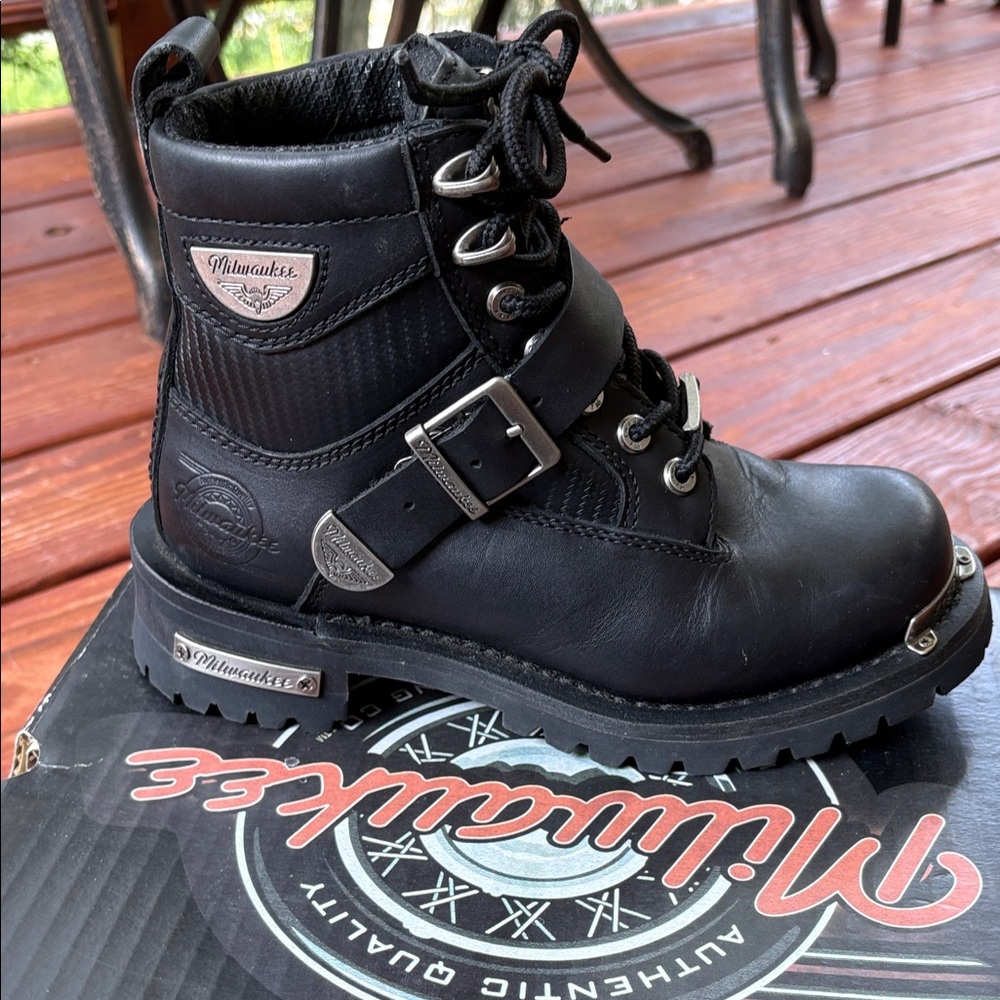 Milwaukee Leather Black Combat Boots